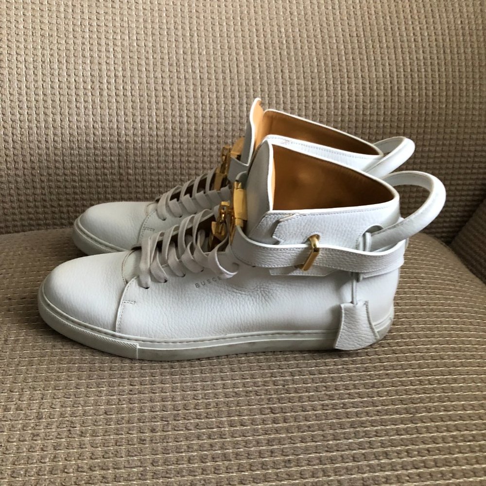 BUSCEMI Men's White Leather High-Top Sneakers